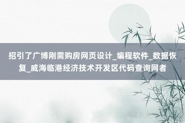 招引了广博刚需购房网页设计_编程软件_数据恢复_威海临港经济技术开发区代码查询网者
