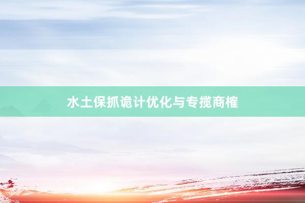 水土保抓诡计优化与专揽商榷